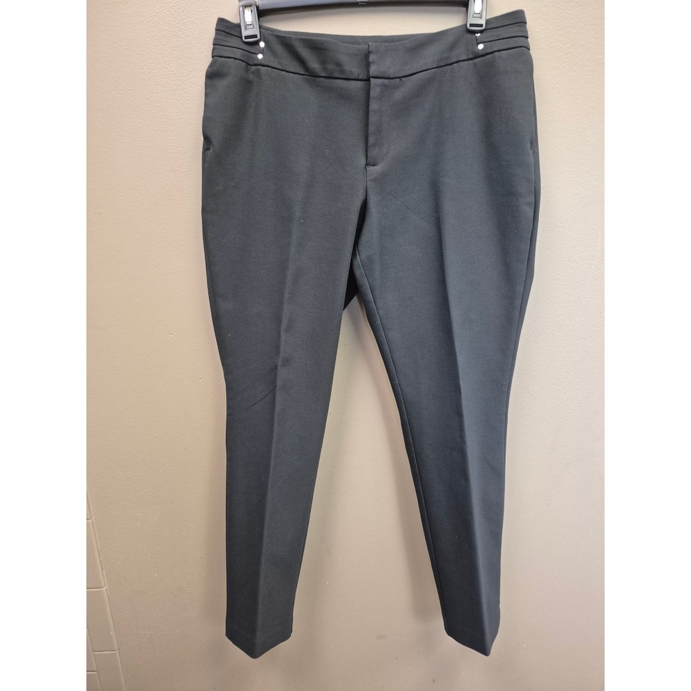 Christopher & Banks Black Pants Womens 12 Stretch Slim Straight Career